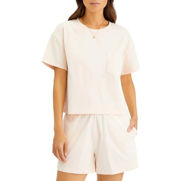 SANCTUARY Essential One Pocket Cotton T-Shirt, Size Medium in Rosewater - Picture 2 of 3